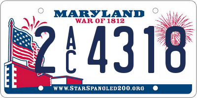 MD license plate 2AC4318