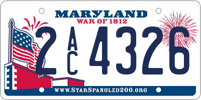 MD license plate 2AC4326