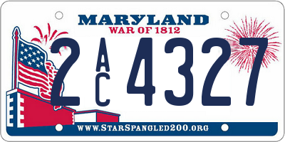 MD license plate 2AC4327