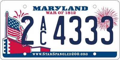 MD license plate 2AC4333