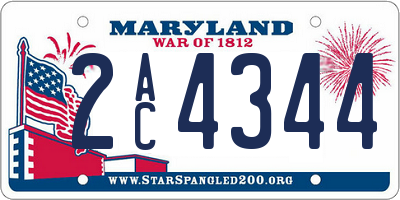 MD license plate 2AC4344