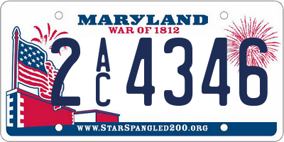 MD license plate 2AC4346