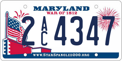 MD license plate 2AC4347