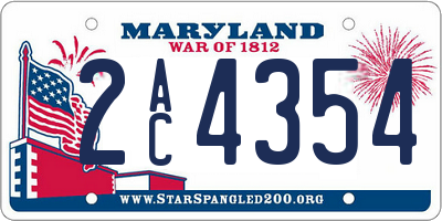 MD license plate 2AC4354
