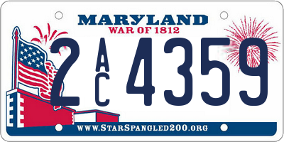 MD license plate 2AC4359