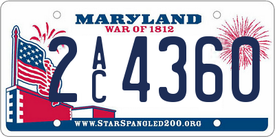 MD license plate 2AC4360