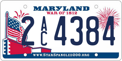 MD license plate 2AC4384