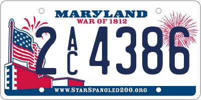 MD license plate 2AC4386