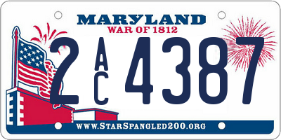 MD license plate 2AC4387