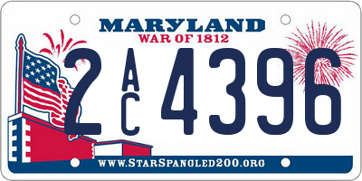 MD license plate 2AC4396