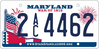 MD license plate 2AC4462