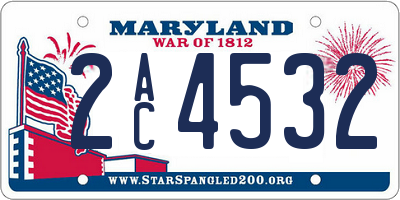 MD license plate 2AC4532