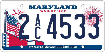 MD license plate 2AC4533
