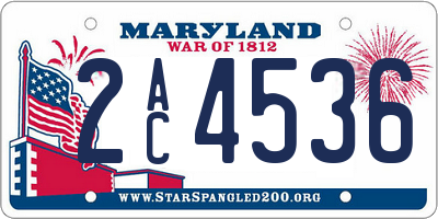 MD license plate 2AC4536