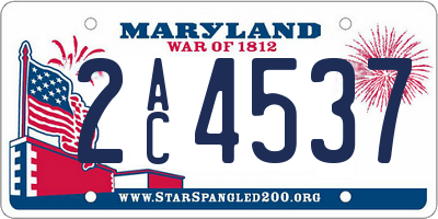 MD license plate 2AC4537