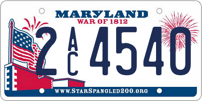 MD license plate 2AC4540
