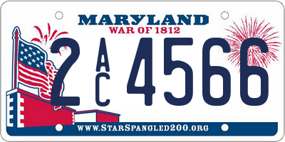 MD license plate 2AC4566
