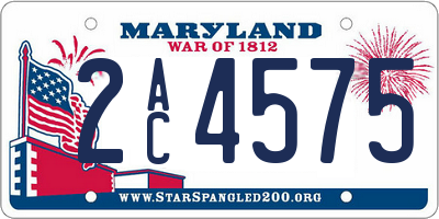 MD license plate 2AC4575