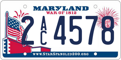 MD license plate 2AC4578