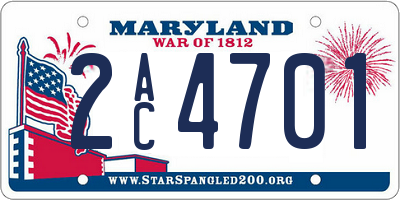 MD license plate 2AC4701