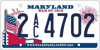 MD license plate 2AC4702