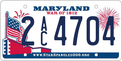 MD license plate 2AC4704