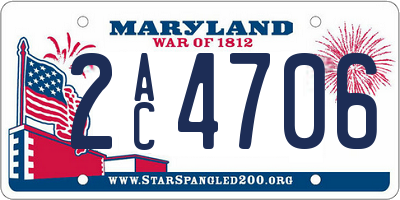 MD license plate 2AC4706