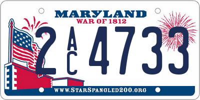 MD license plate 2AC4733