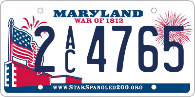 MD license plate 2AC4765