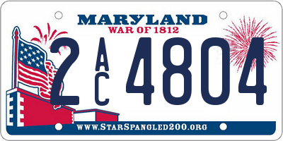 MD license plate 2AC4804