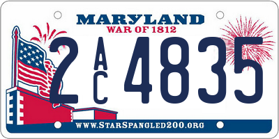 MD license plate 2AC4835