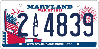 MD license plate 2AC4839