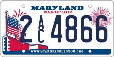 MD license plate 2AC4866
