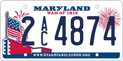 MD license plate 2AC4874