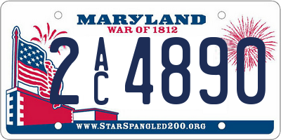 MD license plate 2AC4890