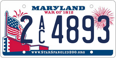 MD license plate 2AC4893