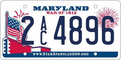 MD license plate 2AC4896