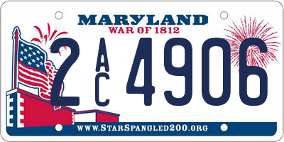 MD license plate 2AC4906