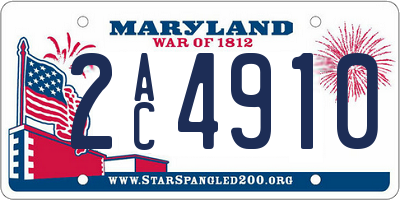 MD license plate 2AC4910