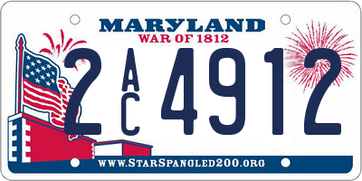MD license plate 2AC4912