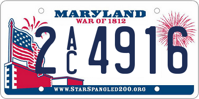 MD license plate 2AC4916