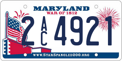 MD license plate 2AC4921