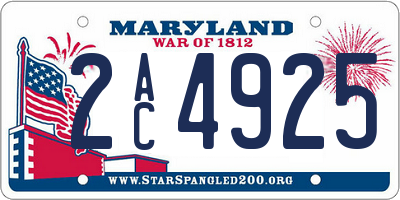 MD license plate 2AC4925