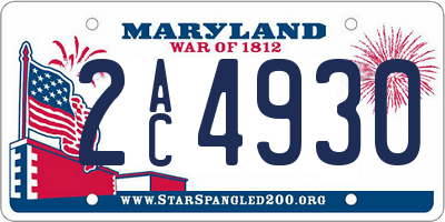 MD license plate 2AC4930