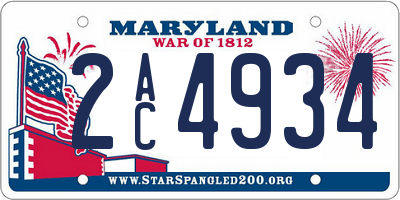 MD license plate 2AC4934