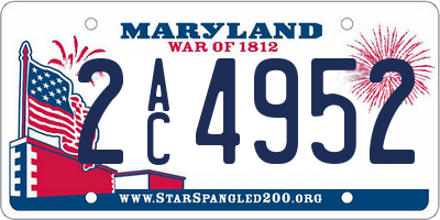 MD license plate 2AC4952
