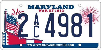 MD license plate 2AC4981
