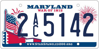 MD license plate 2AC5142