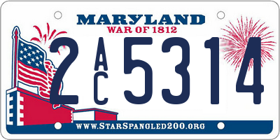 MD license plate 2AC5314