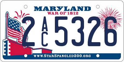 MD license plate 2AC5326